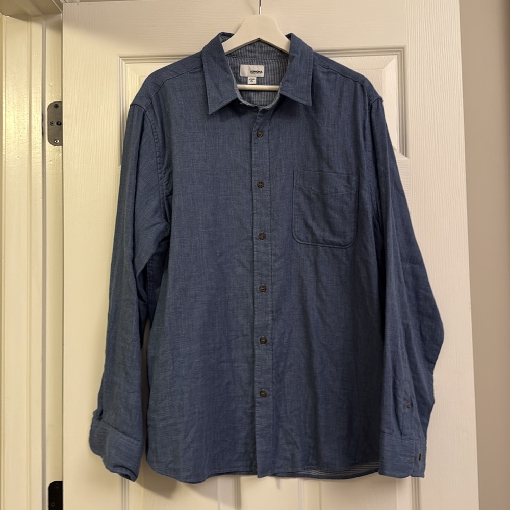 Sonoma Blue Casual Button Down Shirt Size XL - Picture 3 of 4